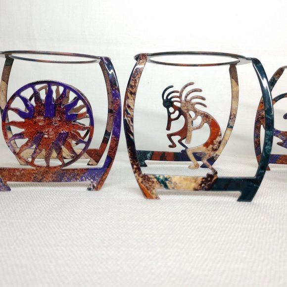 Celestial Lizard Hand Sun Kokopelli Artlite Candle Holder Color Fusion Votive 4 - Picture 4 of 5